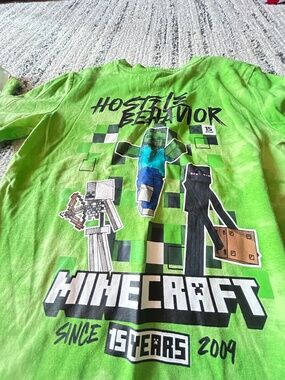 Kids Minecraft "Hostile Behavior" 15 Years Anniversary T-Shirt